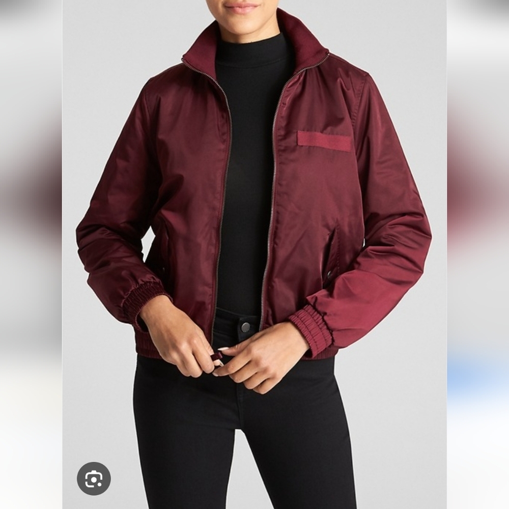GAP Burgundy Maroon Bomber Zip Jacket